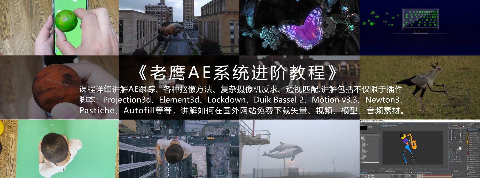 老鹰AE系统进阶教程 AE2021教程 AE实拍跟踪合成教程 MG动画教程